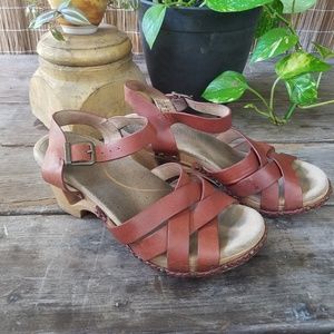 Dansko Leather Wedge Heel Sandal Sz 38 7 Strappy